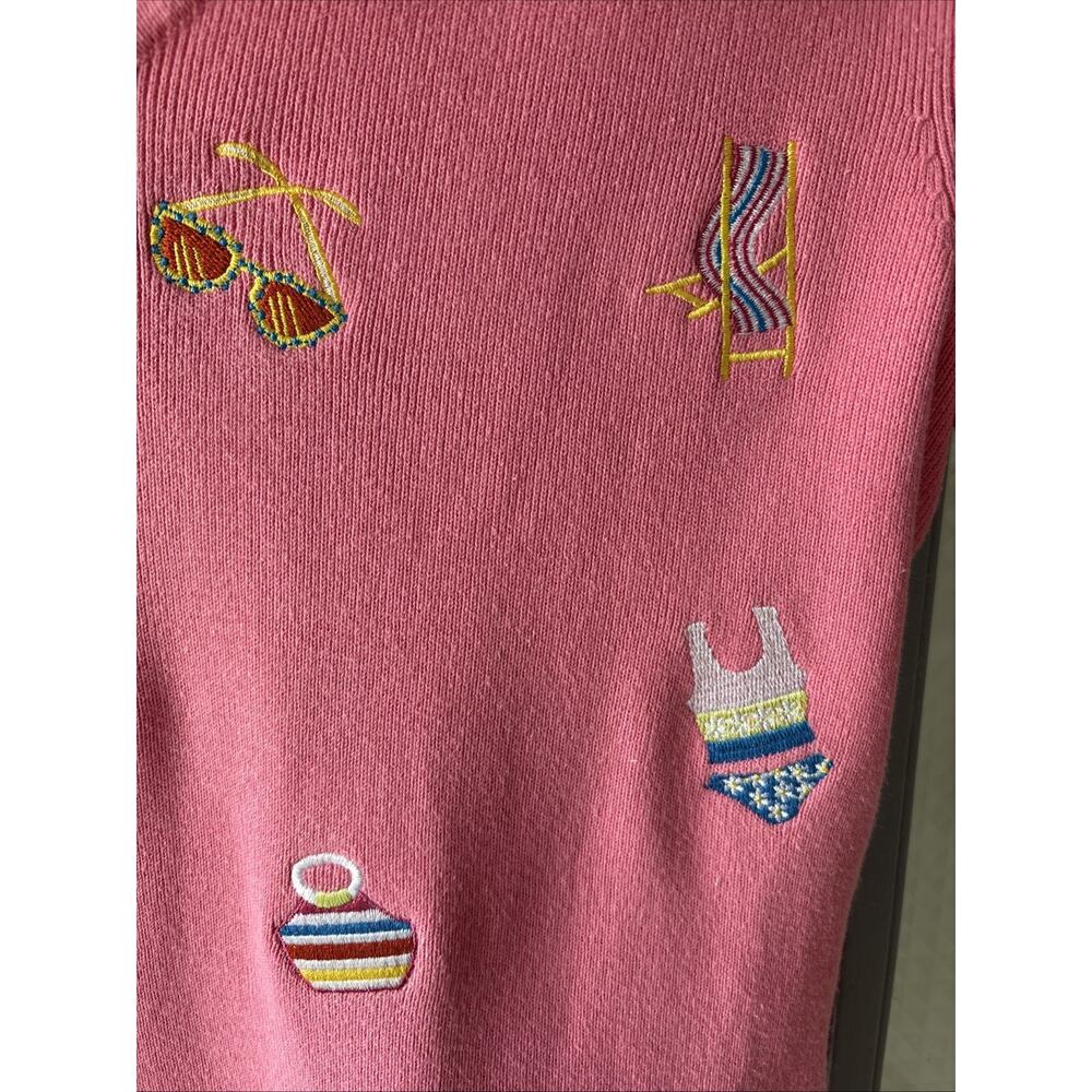 VTG 100% Cotton Eagle's Eye Summer Sweater Whimsical Y2K Beach Barbie | M - Picture 3 of 7